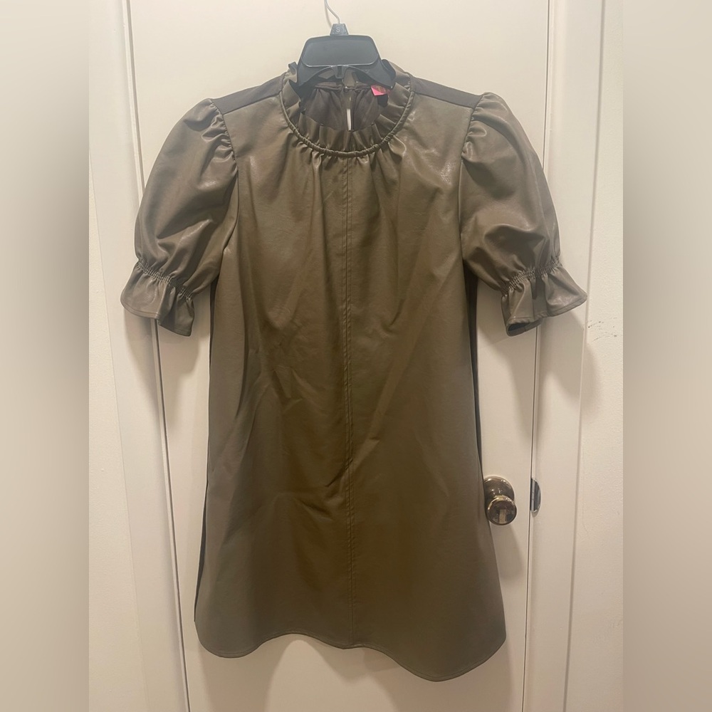 THML Olive Puff Sleeve Dress